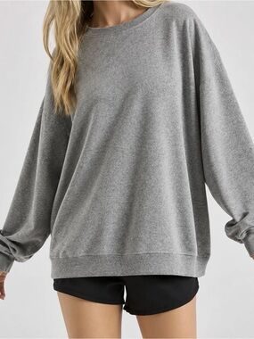 Year Of Ours Womens XS Gray Oversized Crewneck Sweatshirt - Anthropologie